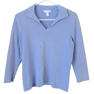 Charter Club | Petite Small | Light Blue Long Sleeve Collared Women's Top